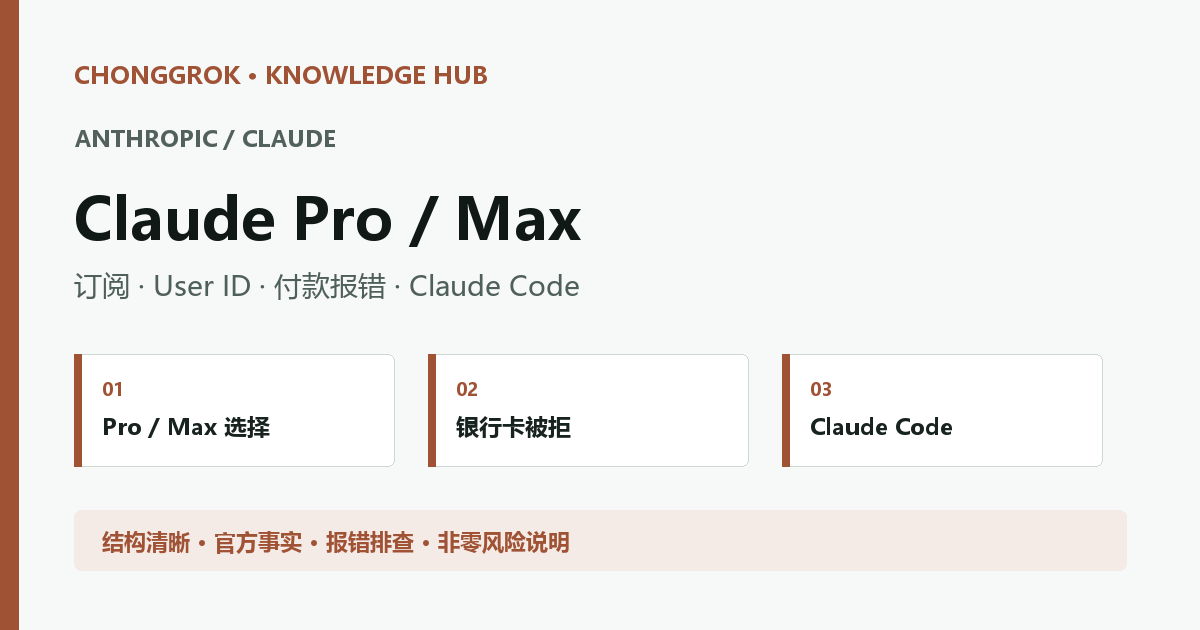 Claude Pro 与 Max 订阅、User ID、付款报错和 Claude Code 知识库