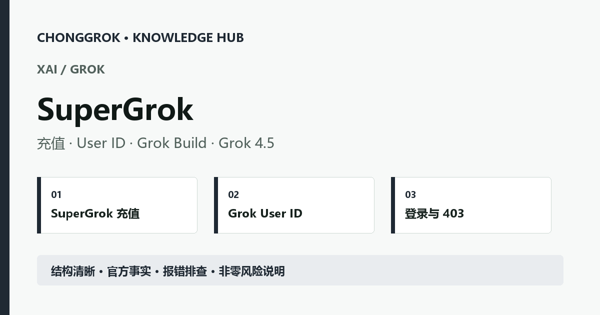 SuperGrok 充值、Grok User ID、付款报错与 Grok 4.5 知识库